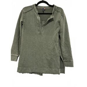 Anthropologie Pilcro distressed green long sleeve shirt sz XS oversized #1601